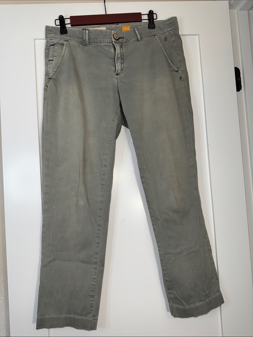 Pilcro Ankle Hyphen Light Olive Green Straight Leg Pants waist 16” inseam 27”